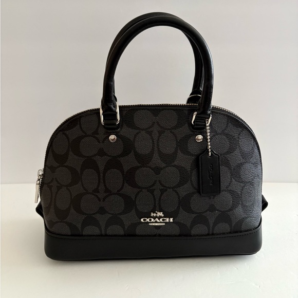 Coach Sierra Mini Signature Coated Canvas Satchel Handbag F11903 Black Charcoal - Picture 1 of 14